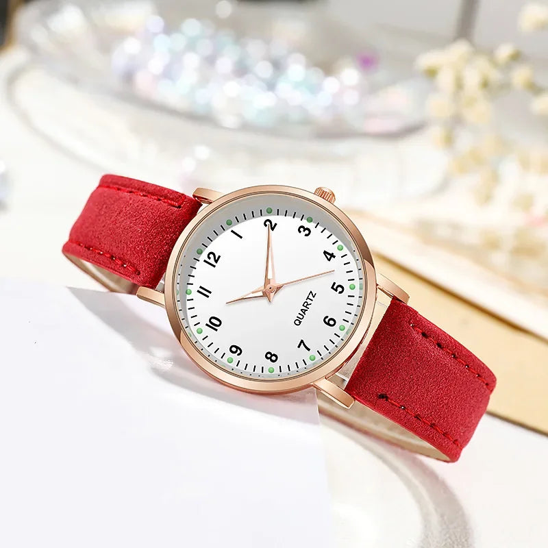 Radiant Grace: Luminous Leather Fashion Watch