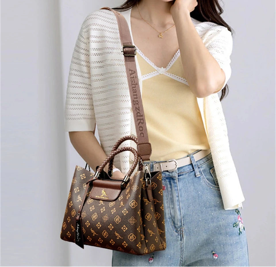 Elegant Women’s Handbag with Unique Handle & Adjustable Strap