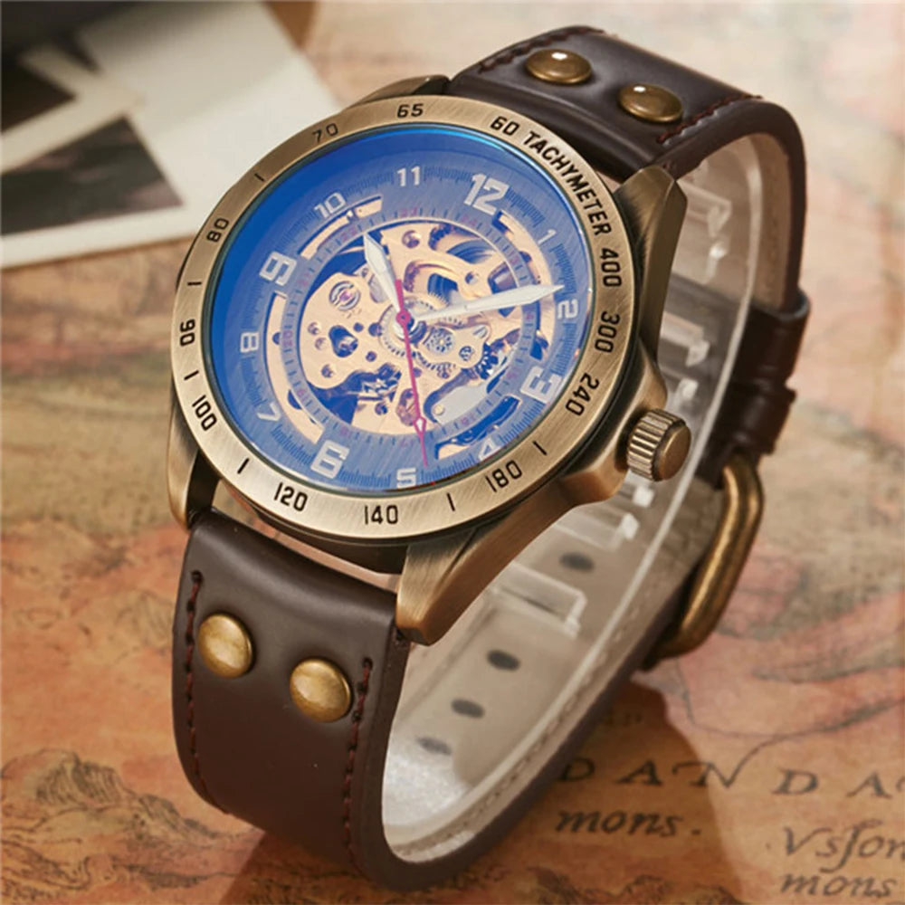Automatic Mechanical Leather Watch – Men