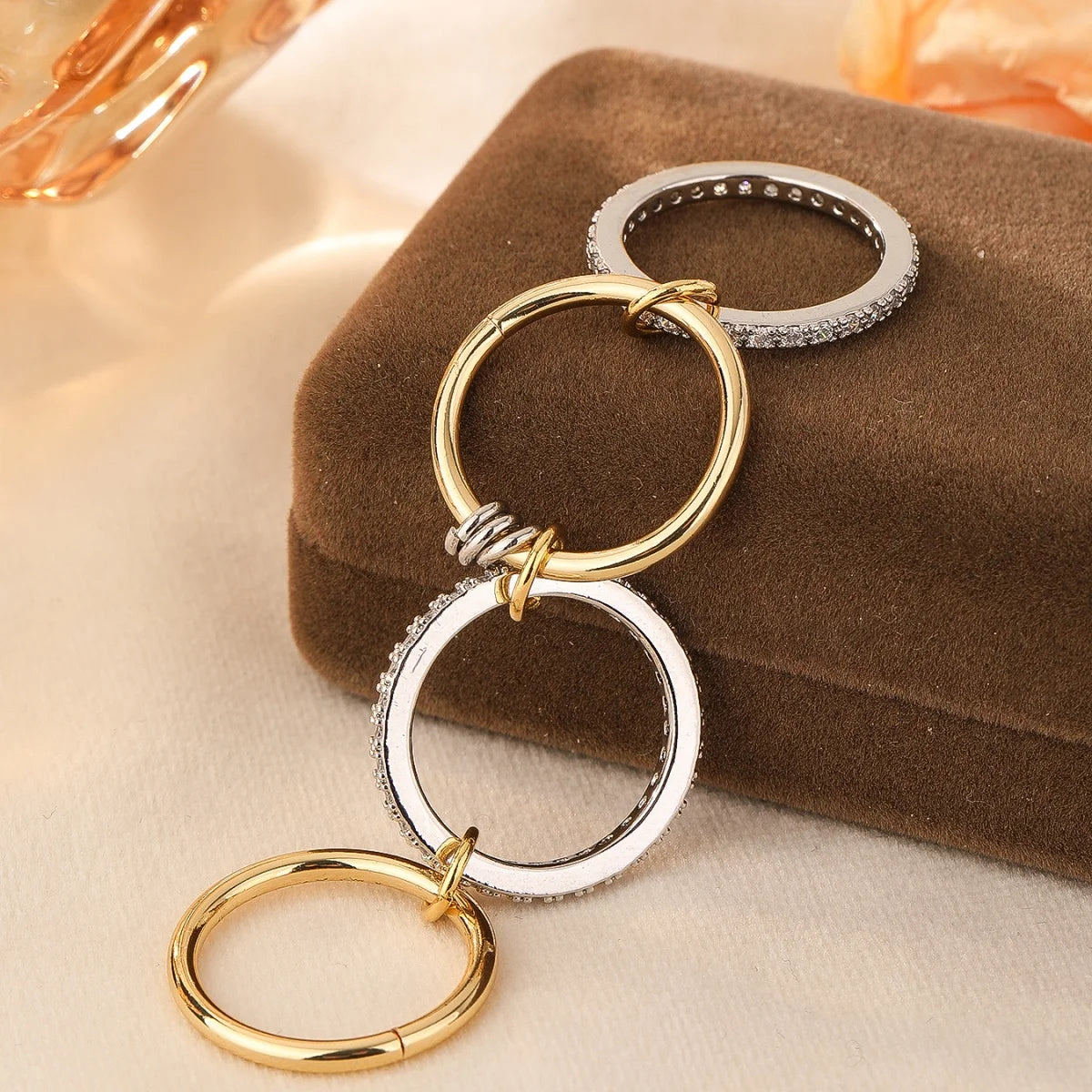 Four-Ring Two-Tone Statement Ring Modern Bold Attitude