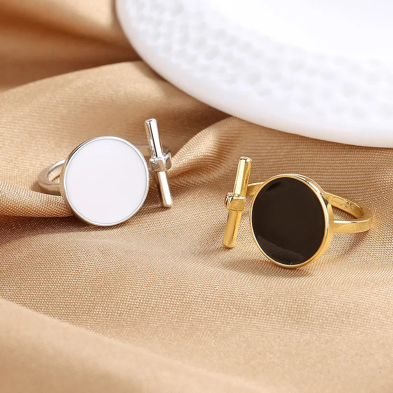 Modern Women’s Statement - Geometric Open Ring with Disc