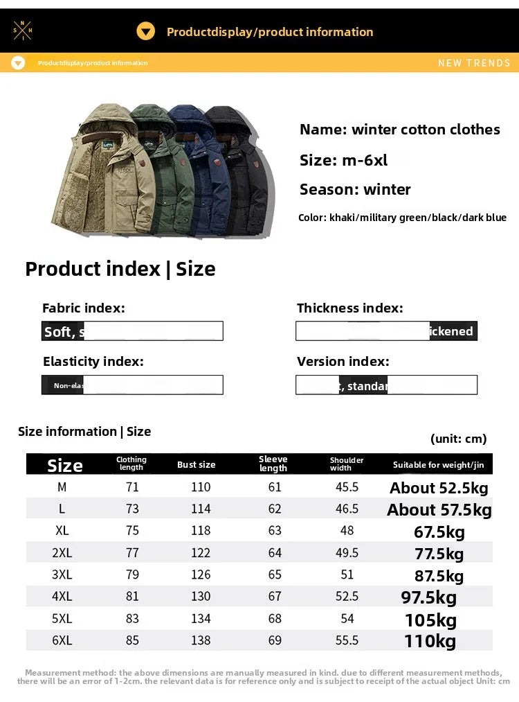 Men’s Waterproof Hooded Jacket Mid-Length Oversized Winter