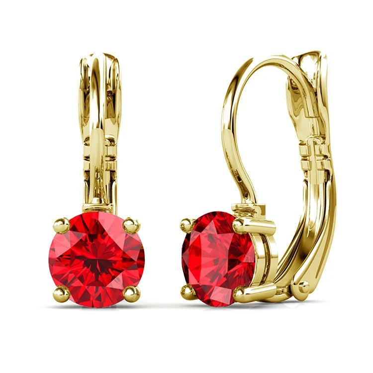 Crystalline Purity: Yolora Round Cut Swarovski Drop Earrings