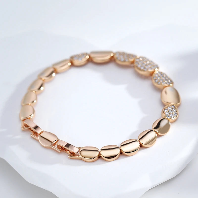 Rose Gold Oval Link Zircon Bracelet