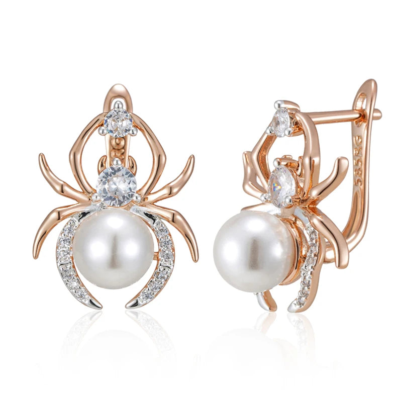 Earrings The Weaver’s Charm – Punk Spider & Pearl Drops