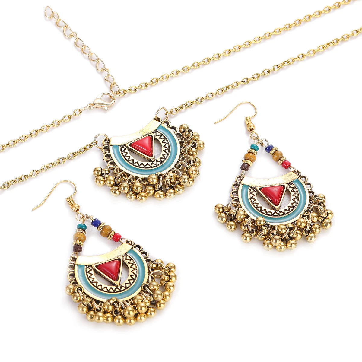 Ethnic Vintage Indian Jewelry Set with Tassel Details