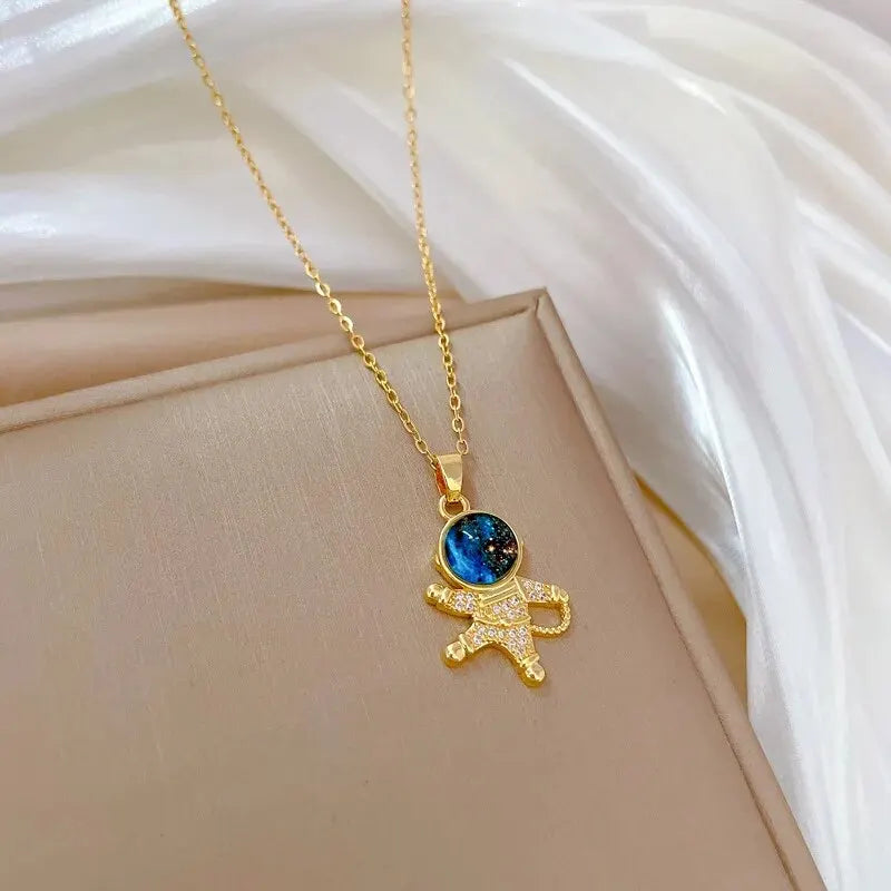 The Celestial Voyager Star and Moon Titanium Pendant Necklace