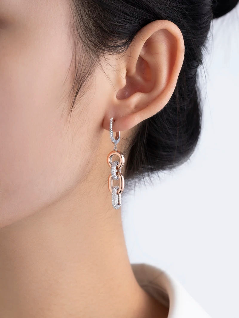 Liquid Light: LAYA Shining Zircon Long Dangling Chain Earrings