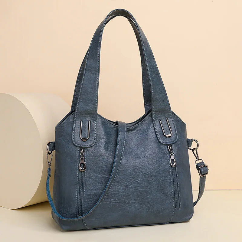 Large Capacity PU Tote Bag with Adjustable Strap for Everyday Style
