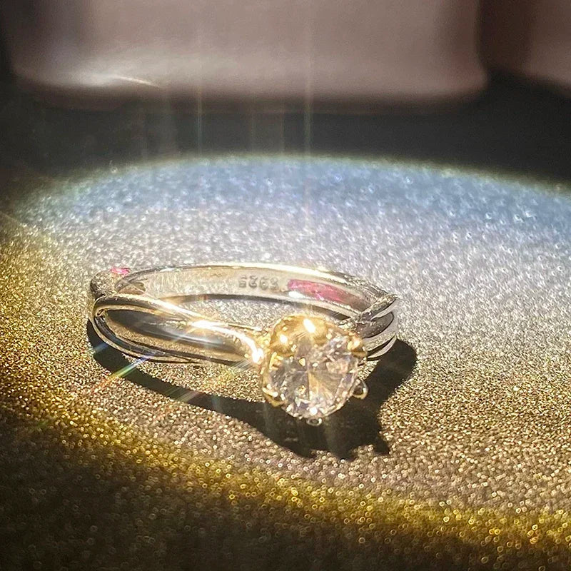 Cocktail ring moissanite 8K gold finish Timeless elegance