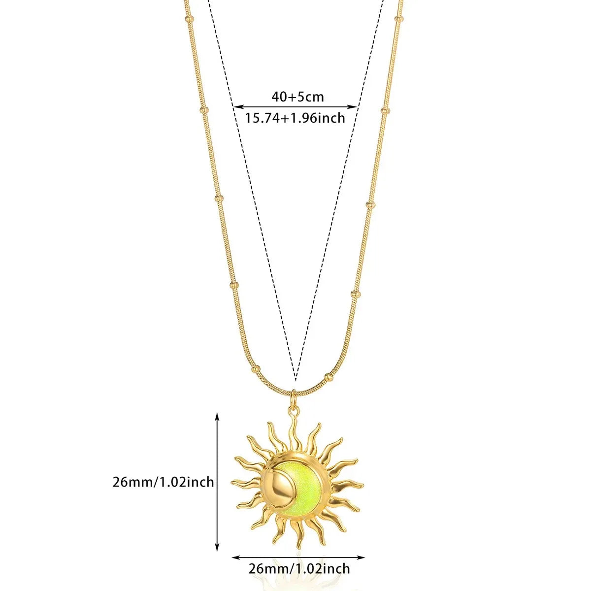 Solar Essence – Oil-Drip Golden Sun Necklace