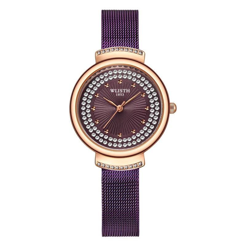 Rose Gold Rhinestone Milanese Watch – Women