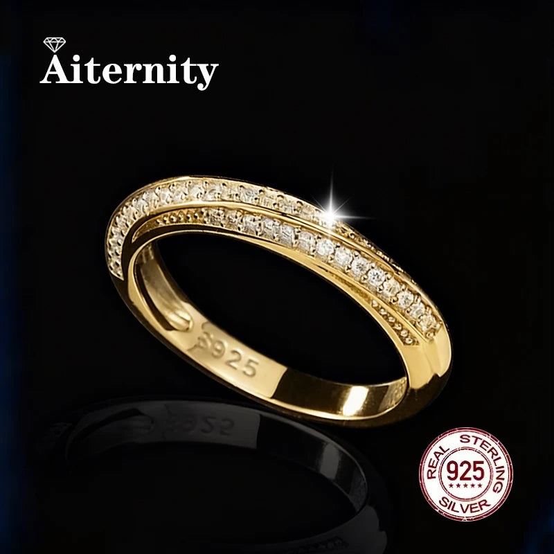 925 Sterling Silver Brilliant Moissanite Zircon Ring Eternal Bond