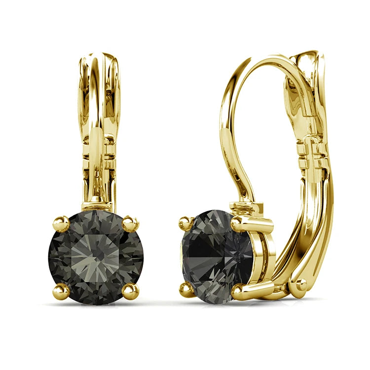 Crystalline Purity: Yolora Round Cut Swarovski Drop Earrings