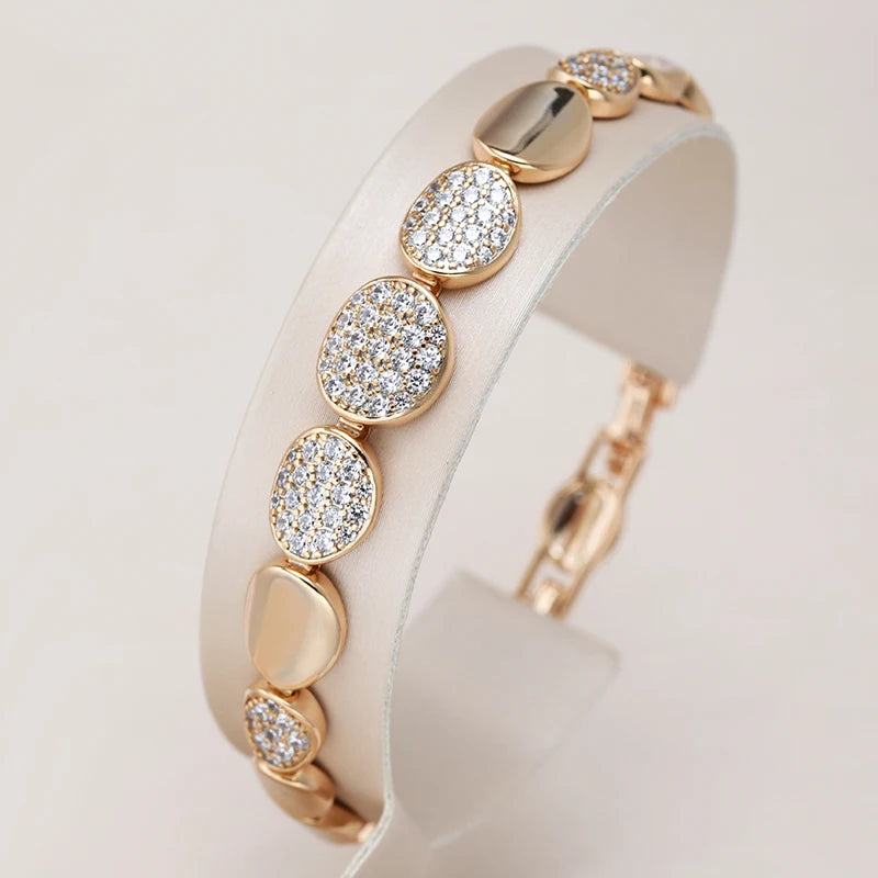 Rose Gold Oval Link Zircon Bracelet