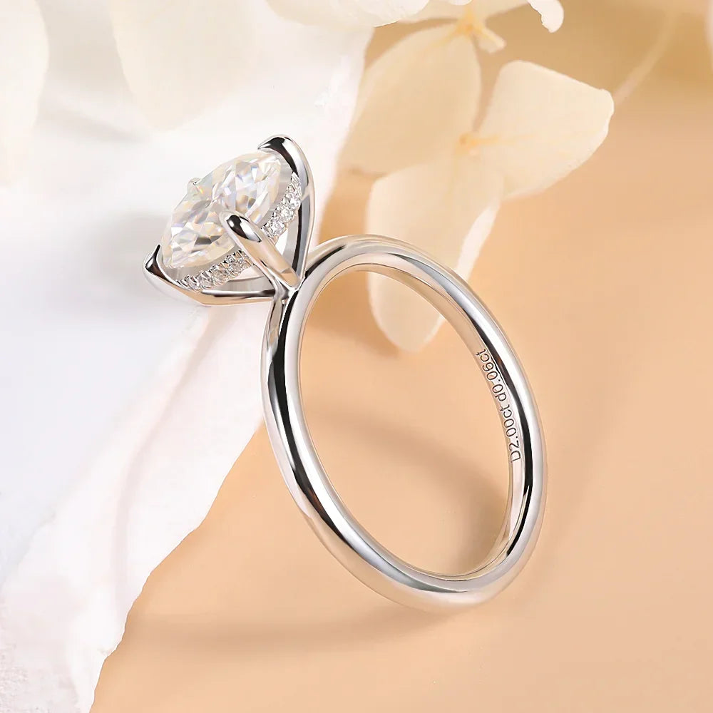 925 Sterling Silver 2.0ct Moissanite Solitaire Ring Eternal Brilliance