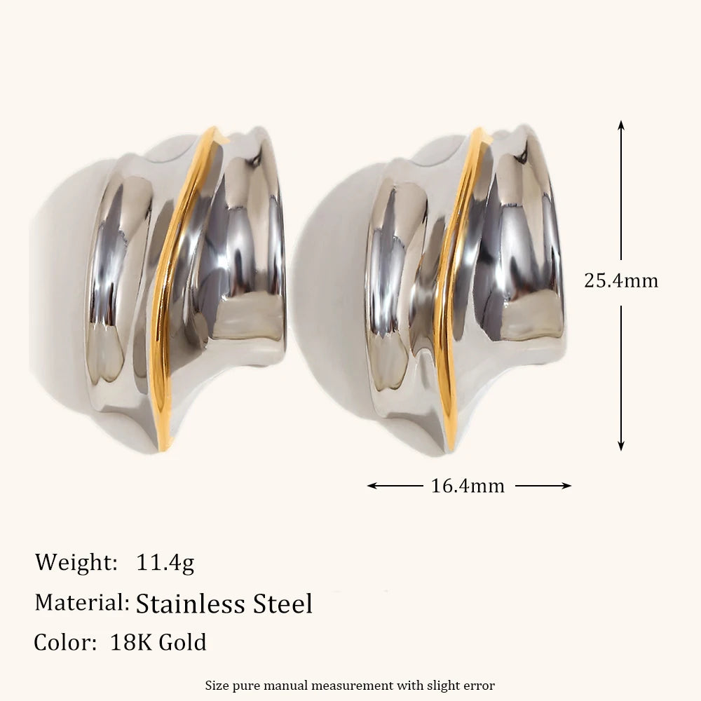 Fluid Motion La.Muses Curved Streamline Mixed-Tone Earrings