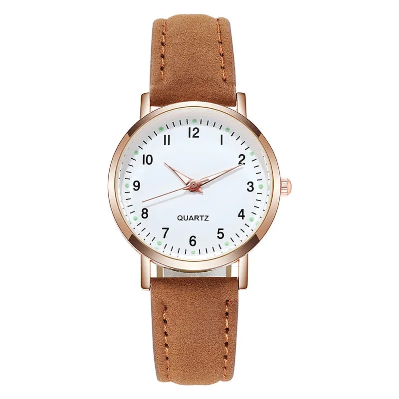 Radiant Grace: Luminous Leather Fashion Watch