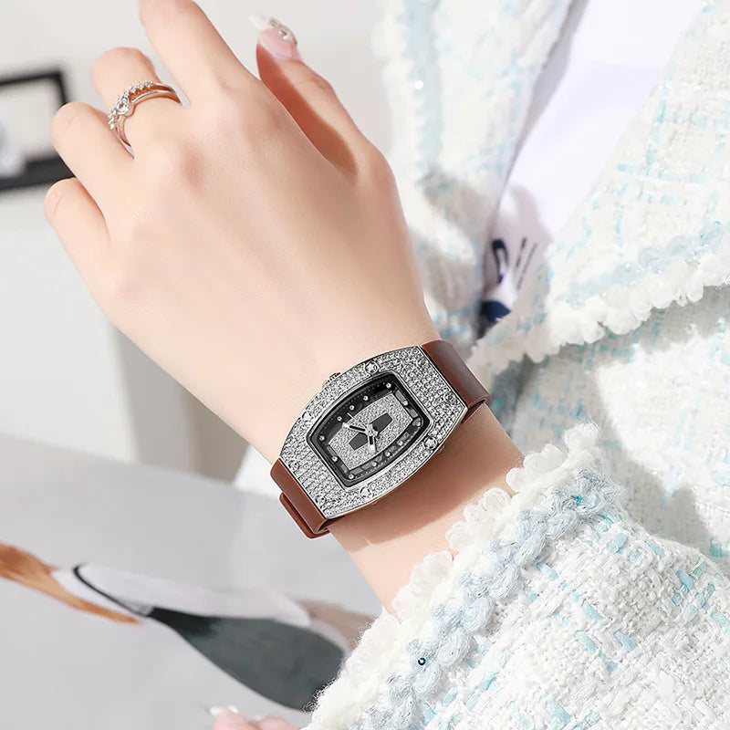Contemporary Sparkle: Tonneau Crystal Jelly Watch