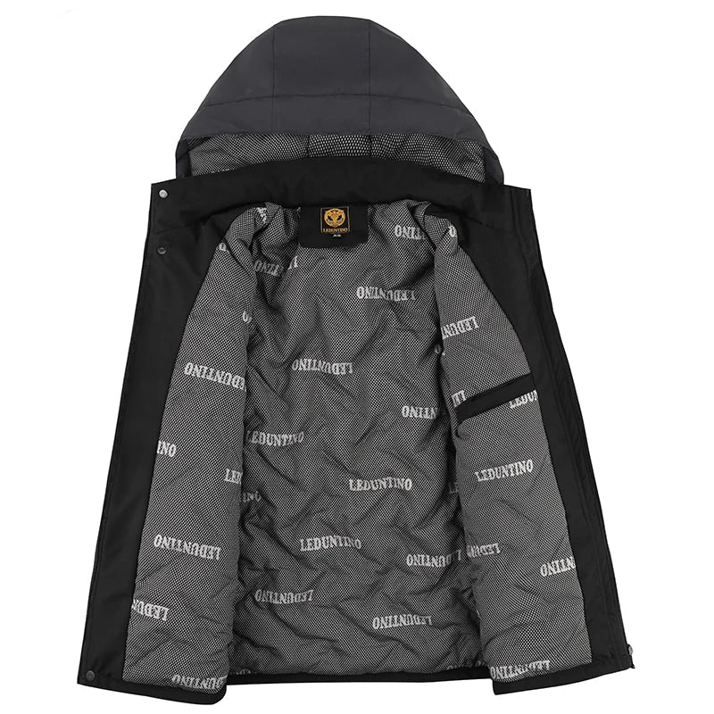 Men’s Detachable Hood Cotton Jacket Casual Windbreaker for Autumn & Winter