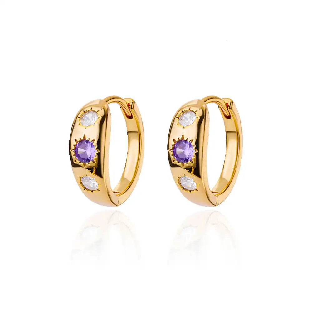 Celestial Harmony earring – Zircon Star & Heart Geometric Studs