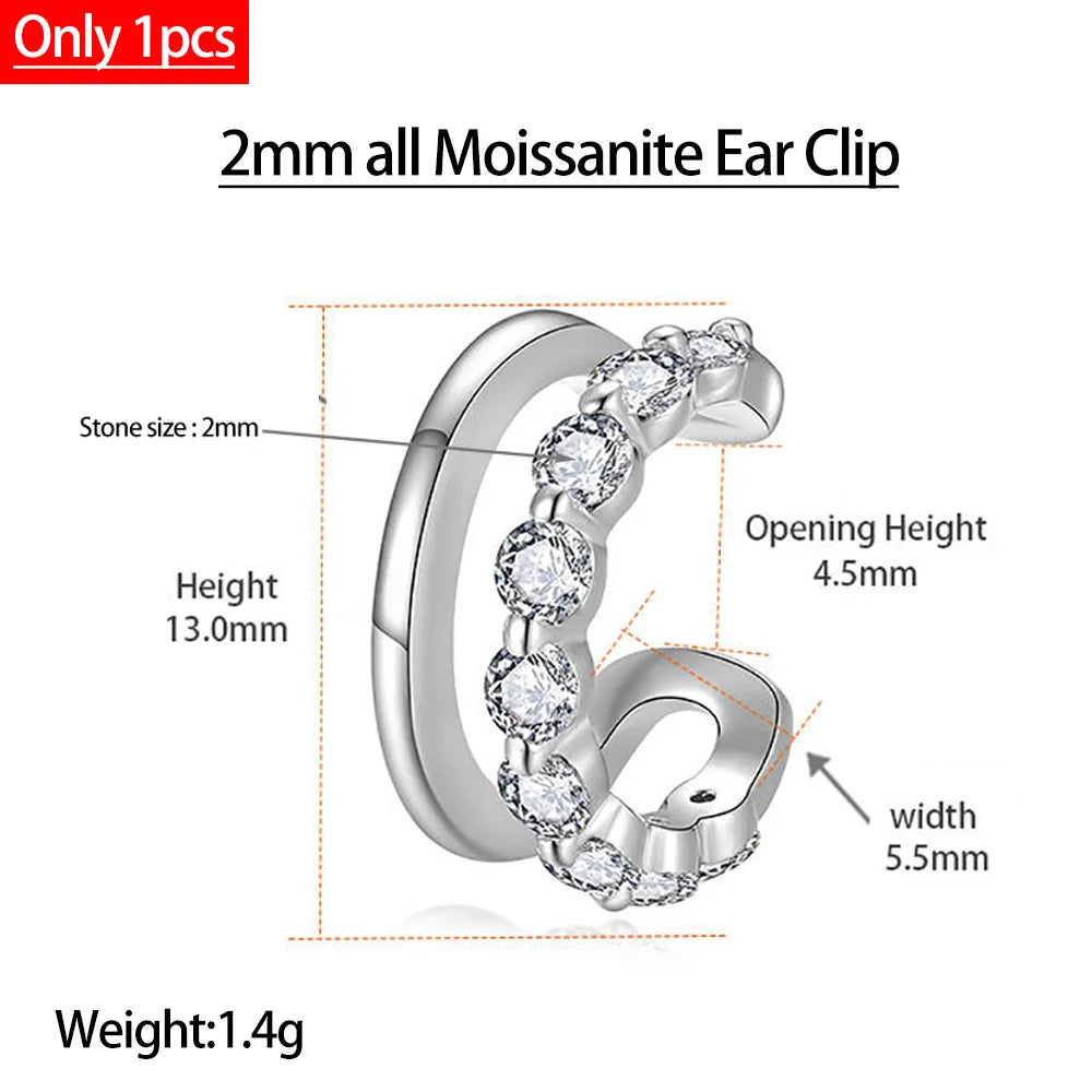 Eternal Brilliance: D Color Moissanite 18K Gold Plated Ear Clip