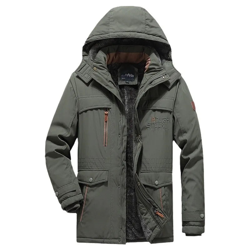 Men’s Waterproof Hooded Jacket Mid-Length Oversized Winter