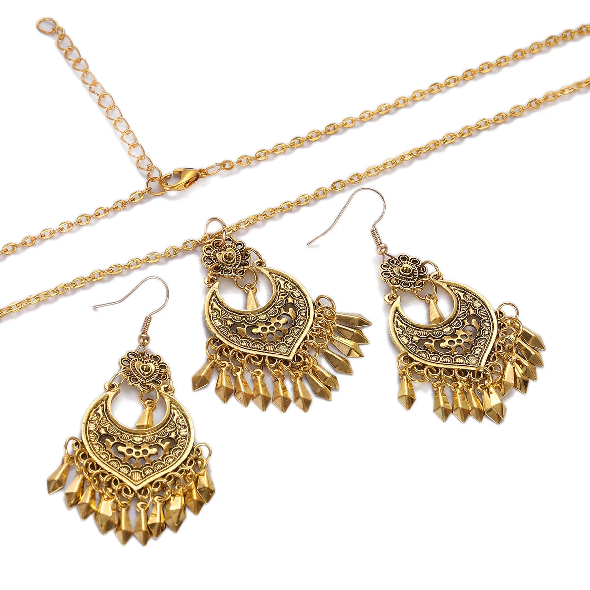 Ethnic Vintage Indian Jewelry Set with Tassel Details