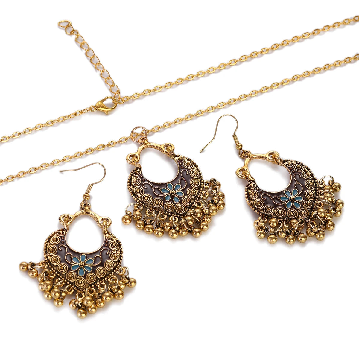 Ethnic Vintage Indian Jewelry Set with Tassel Details