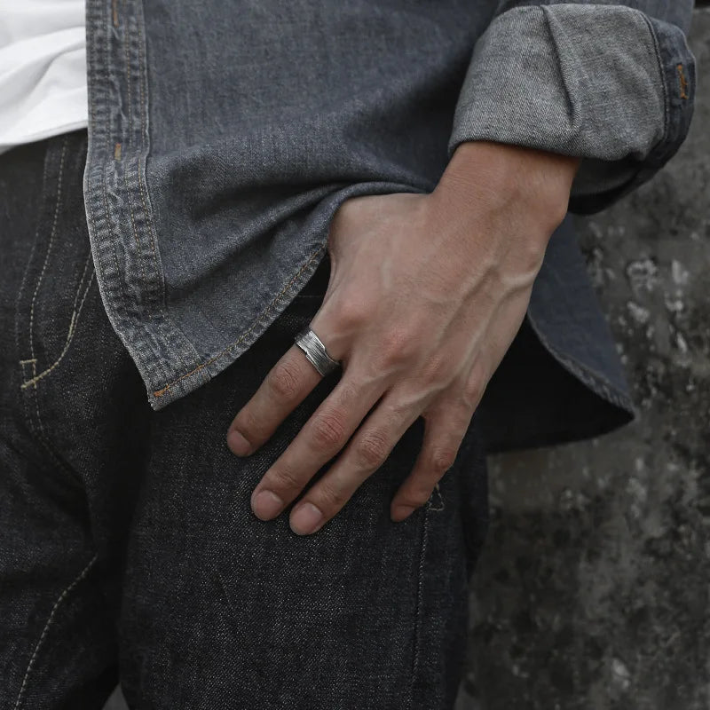 Vintage Hammered Open Ring – Bold Irregular Design for Men