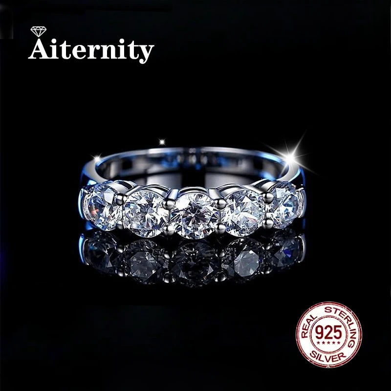 925 Sterling Silver Brilliant Moissanite Zircon Ring Eternal Bond