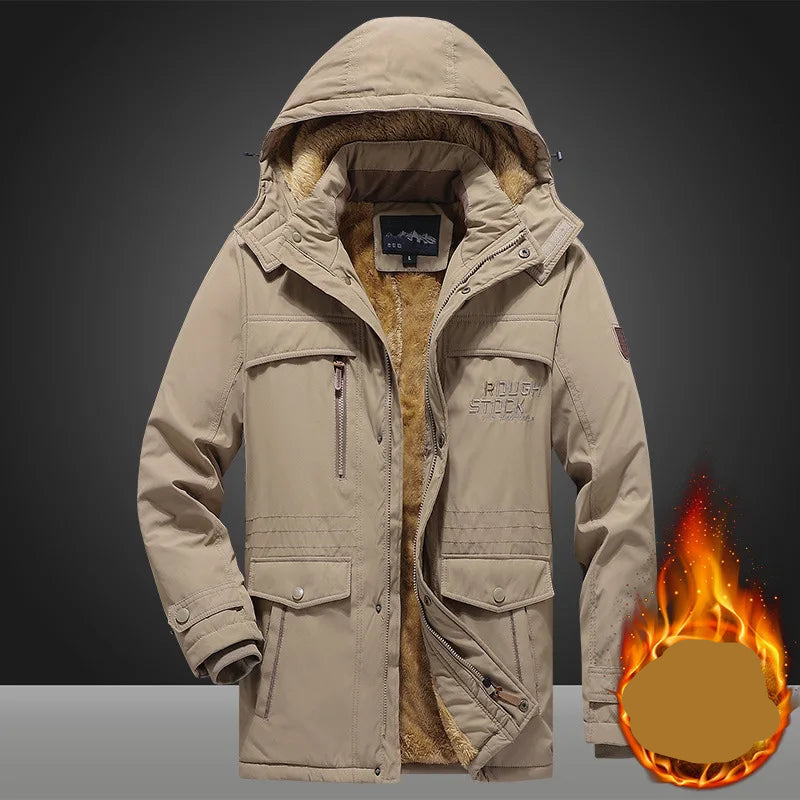 Men’s Waterproof Hooded Jacket Mid-Length Oversized Winter