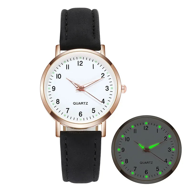 Radiant Grace: Luminous Leather Fashion Watch