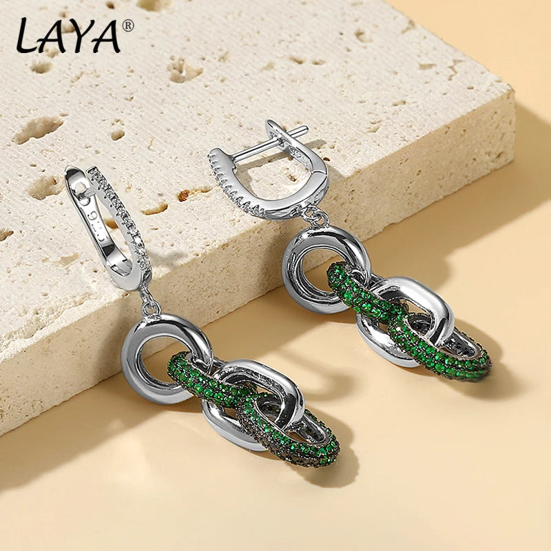 Liquid Light: LAYA Shining Zircon Long Dangling Chain Earrings