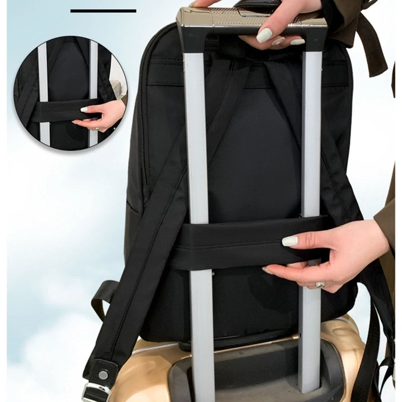 Anti-Theft Nylon Laptop Backpack for Women with 14” Notebook Compartment