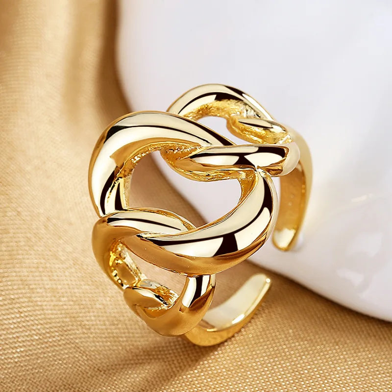 Modern Women’s Statement - Geometric Open Ring with Disc