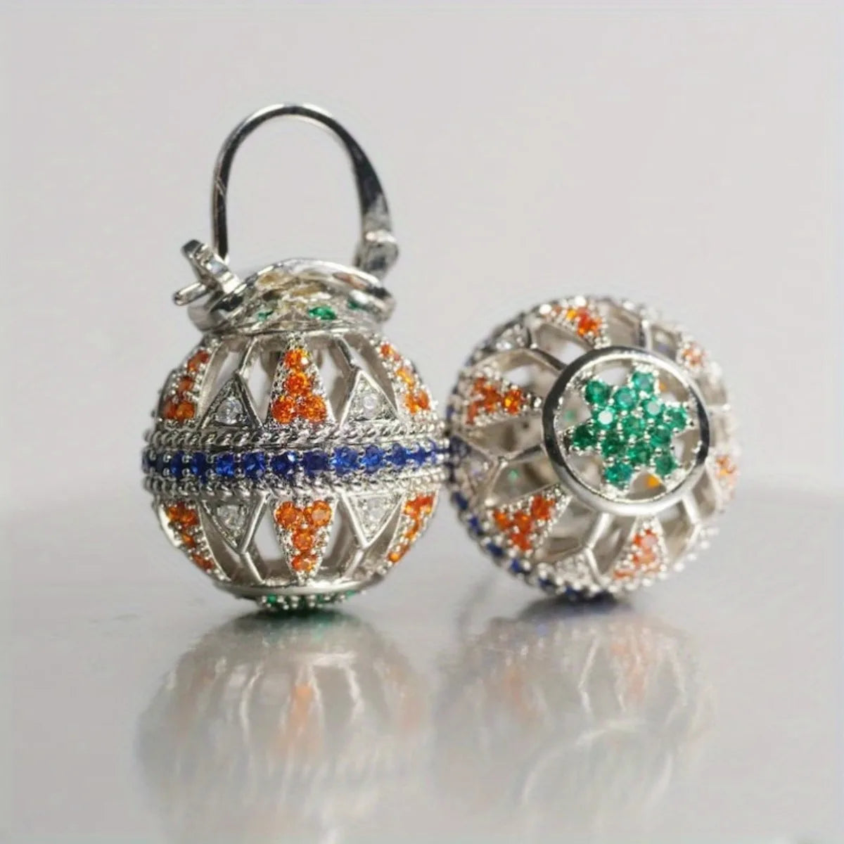 Earrings colorful spheres 14k gold plated A dance of light and joy.