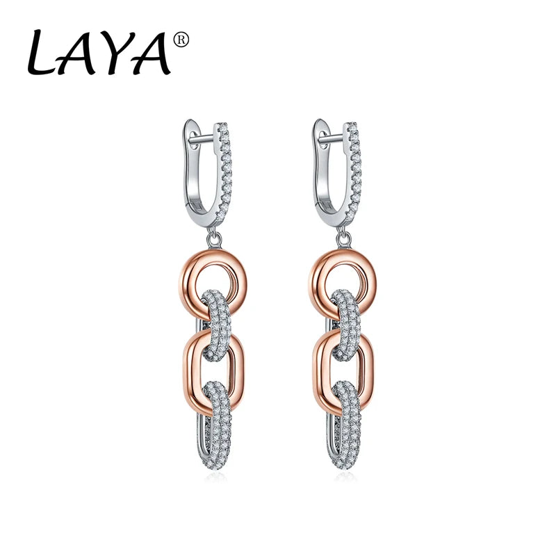 Liquid Light: LAYA Shining Zircon Long Dangling Chain Earrings