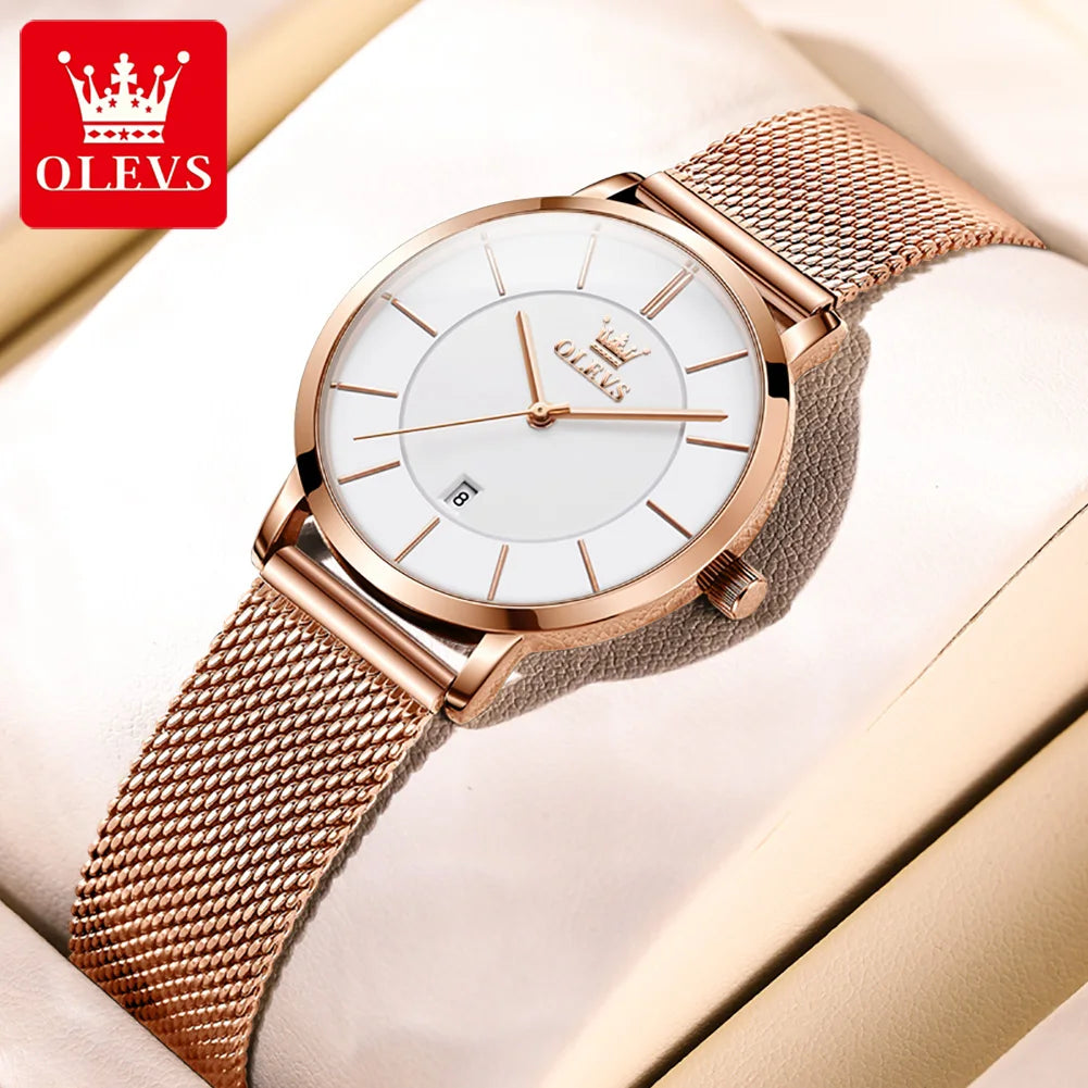 Luminous Sophistication OLEVS Ultra-Slim Mesh Watch