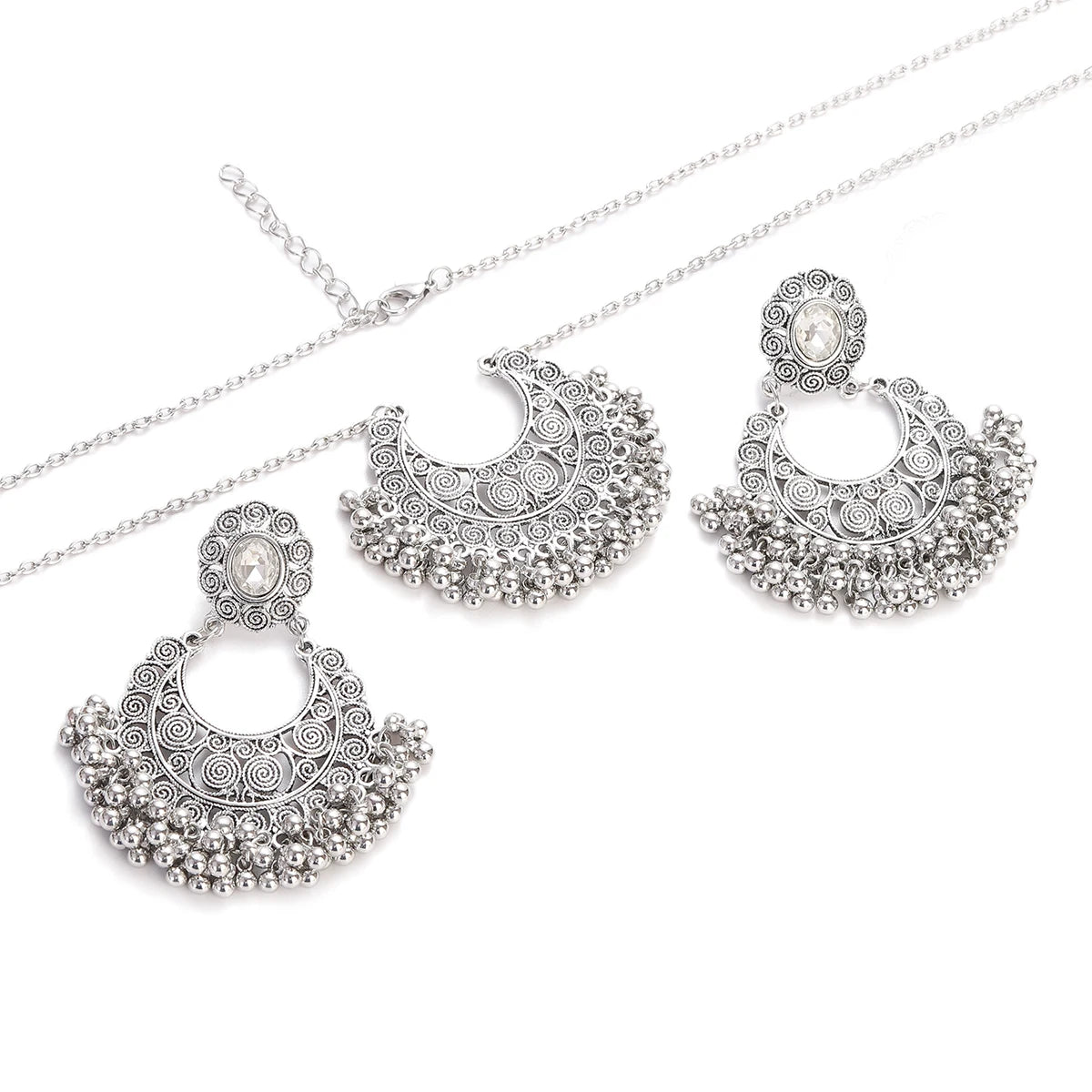 Ethnic Vintage Indian Jewelry Set with Tassel Details