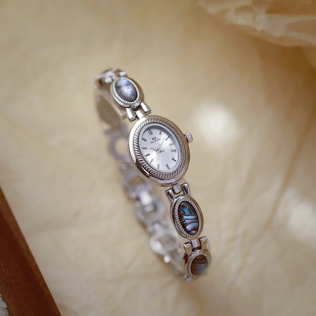 Midnight Noir: Elegant Oval Bracelet Watch in Black & Gold