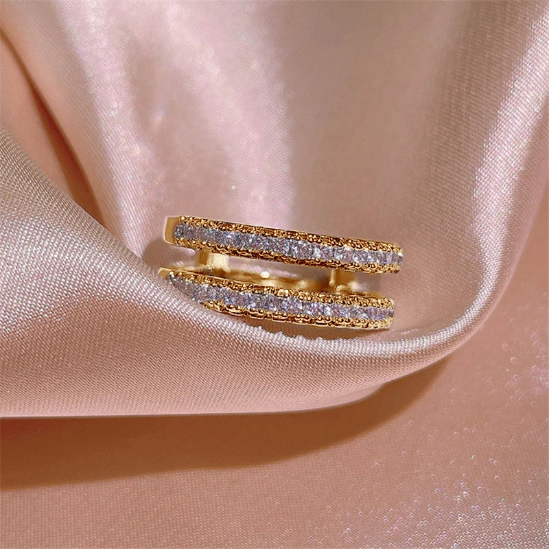 Yellow Gold Plated Double Row Moissanite Ring Promise of Forever