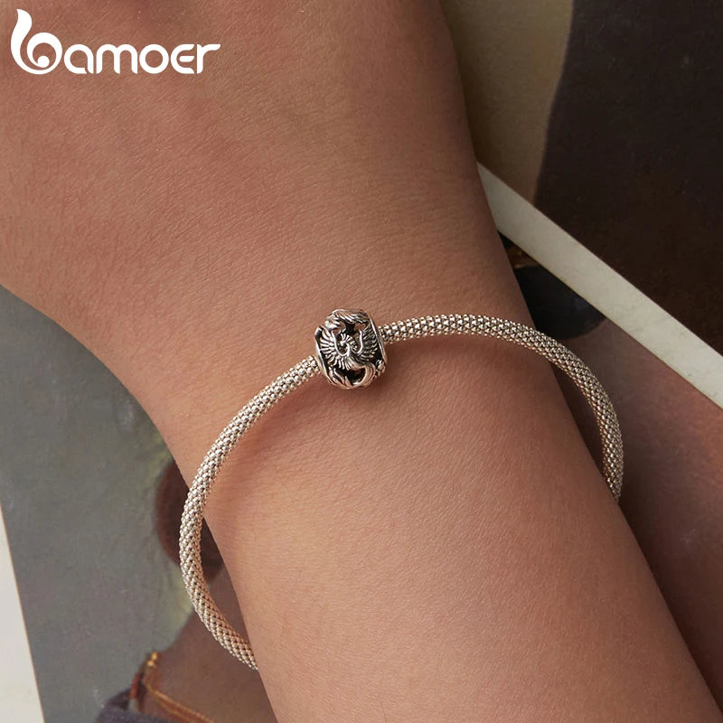 The Mythical Phoenix and Flying Dragon Sterling Silver Charm