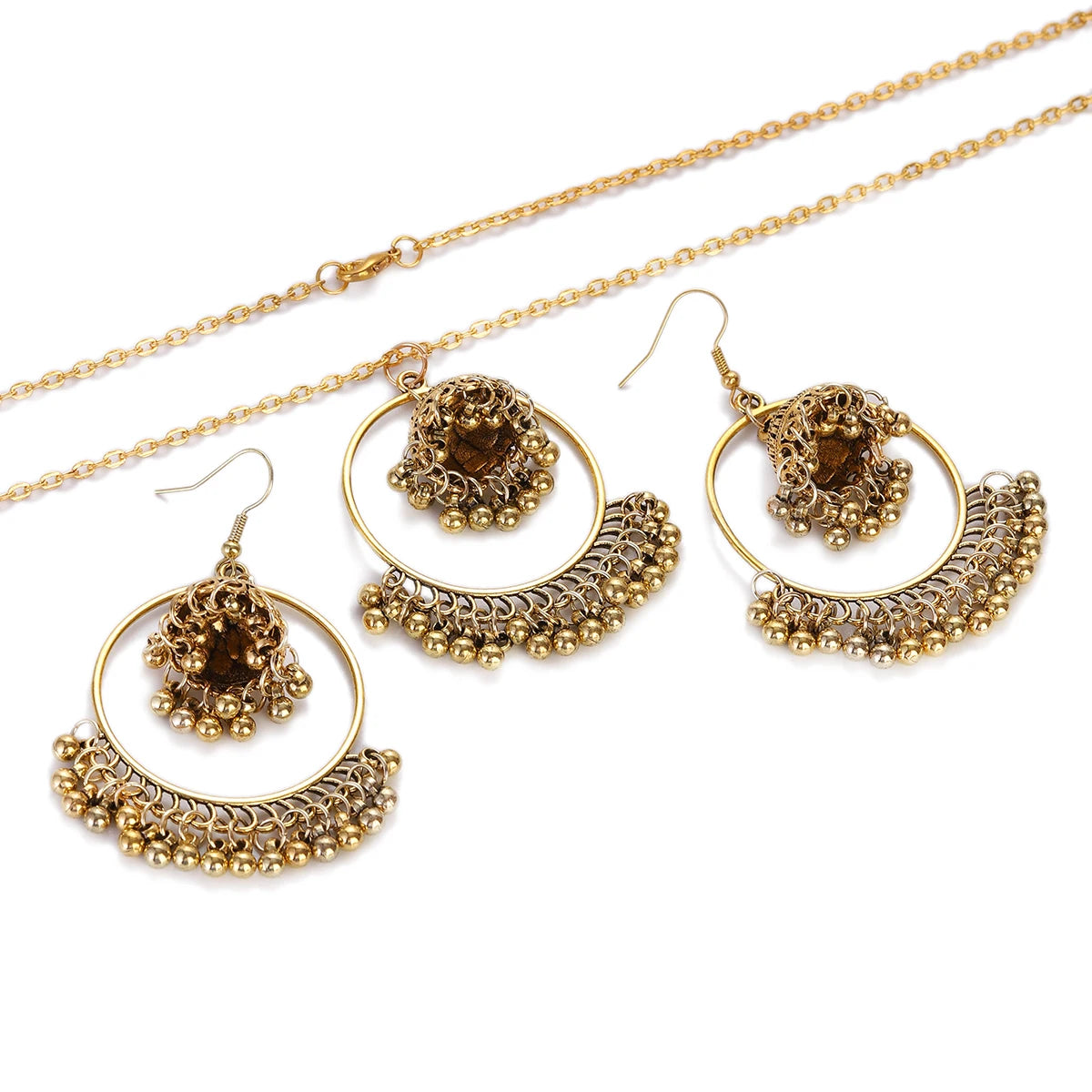 Ethnic Vintage Indian Jewelry Set with Tassel Details