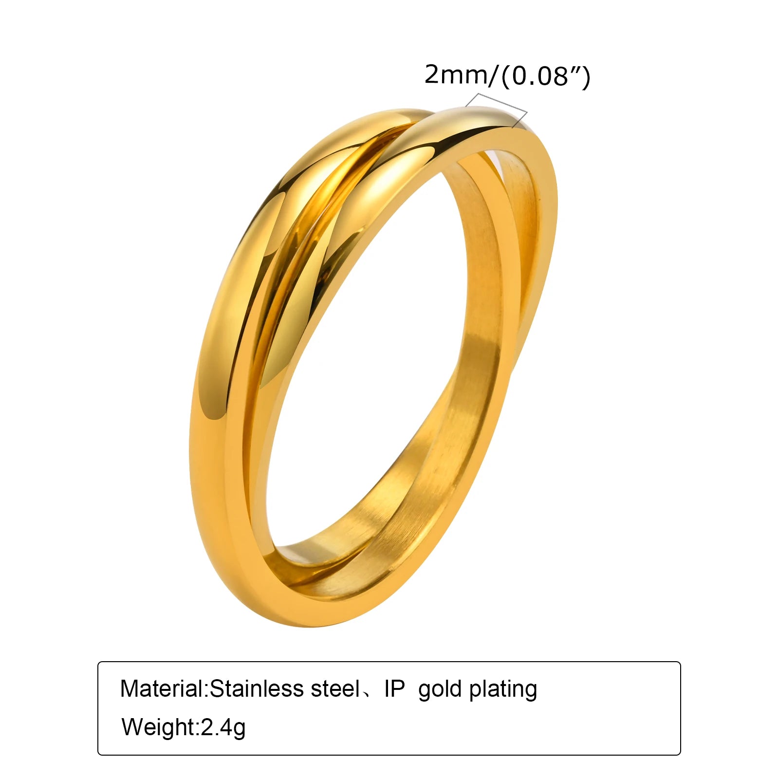 Thin Interlocking Rolling Ring Minimalist Infinity Design Women