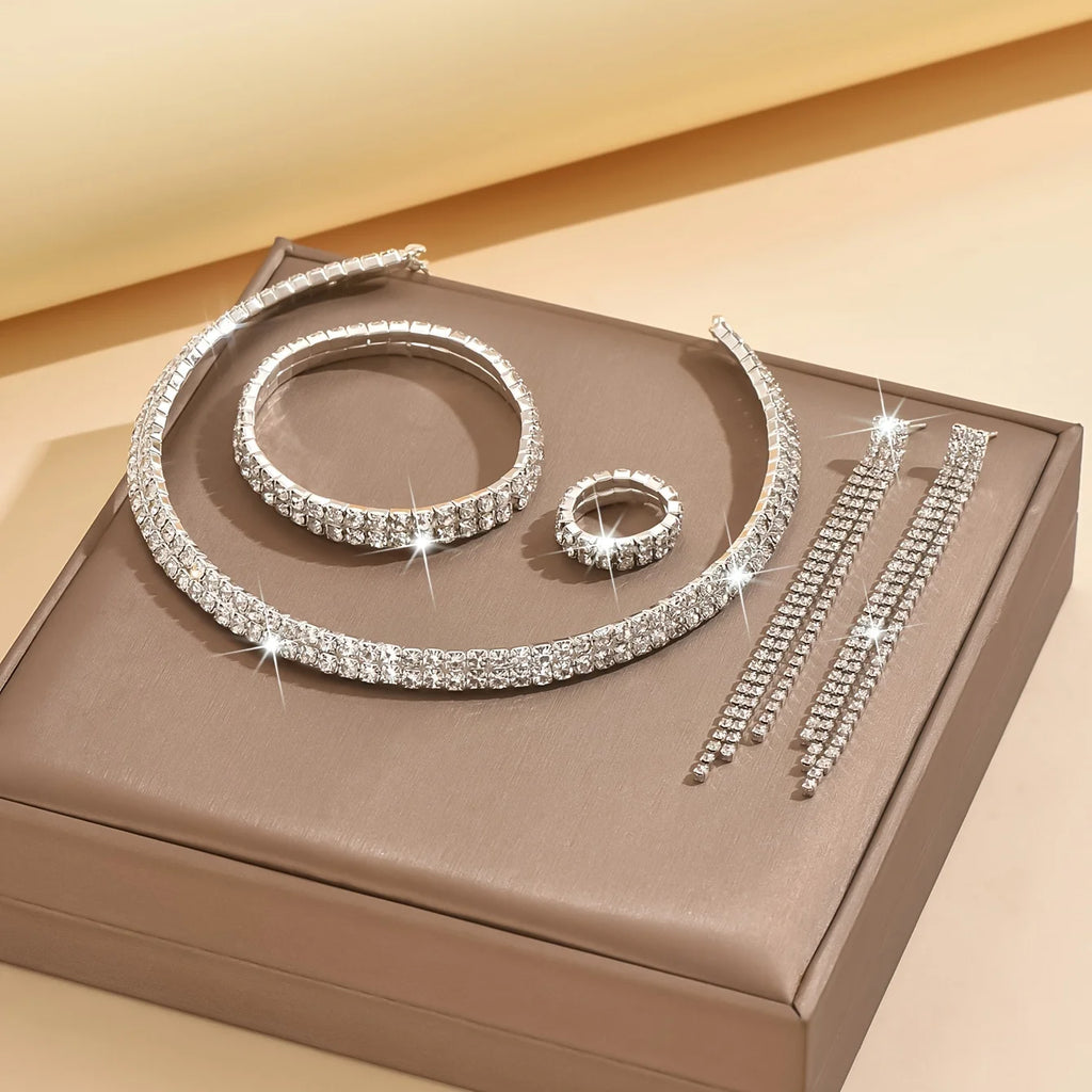 Luxurious Rhinestone Bridal Jewelry Set (5pcs)