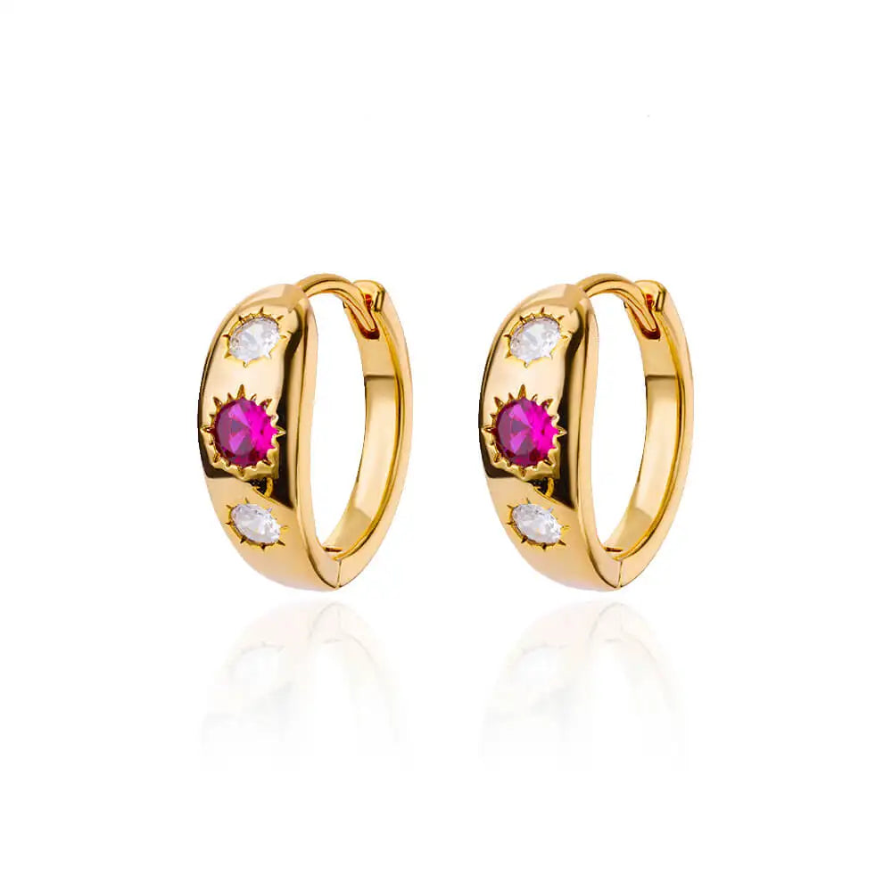 Celestial Harmony earring – Zircon Star & Heart Geometric Studs