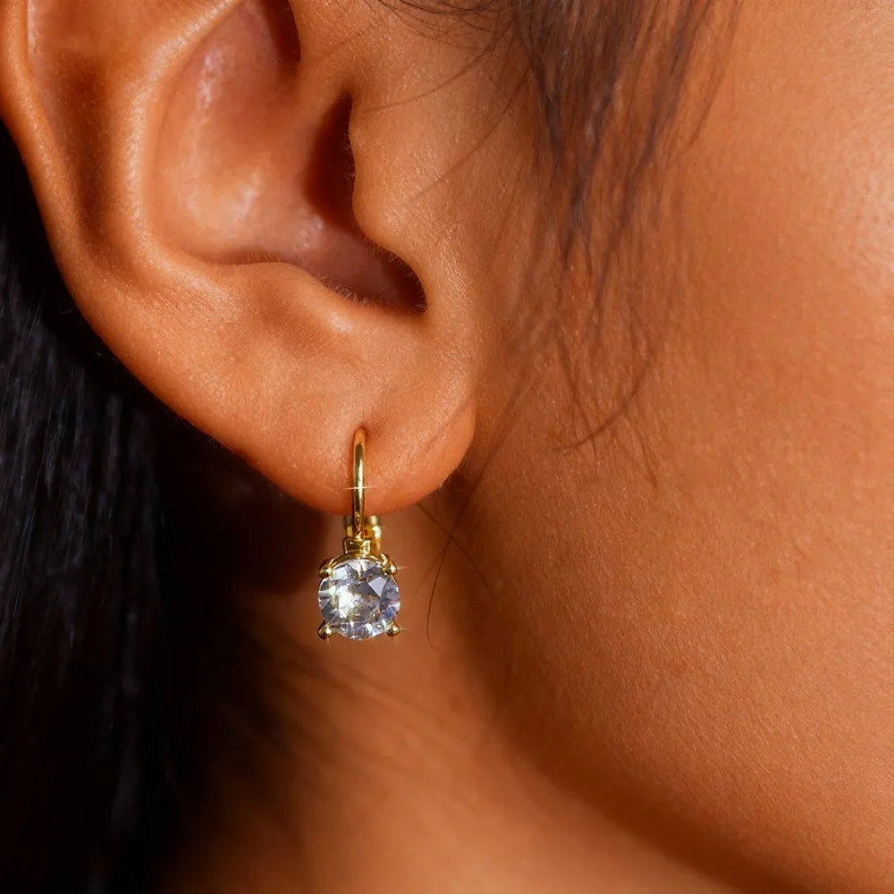 Crystalline Purity: Yolora Round Cut Swarovski Drop Earrings