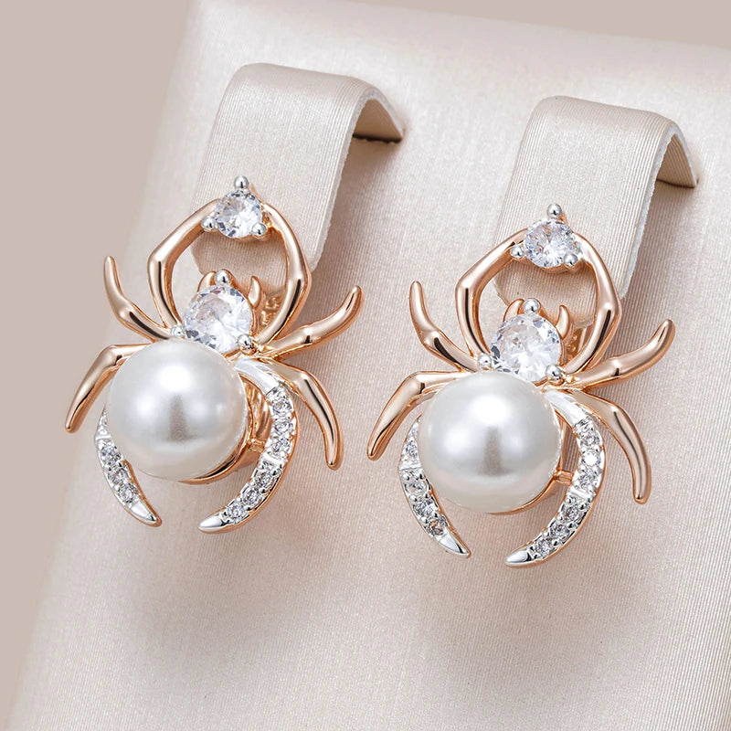 Earrings The Weaver’s Charm – Punk Spider & Pearl Drops