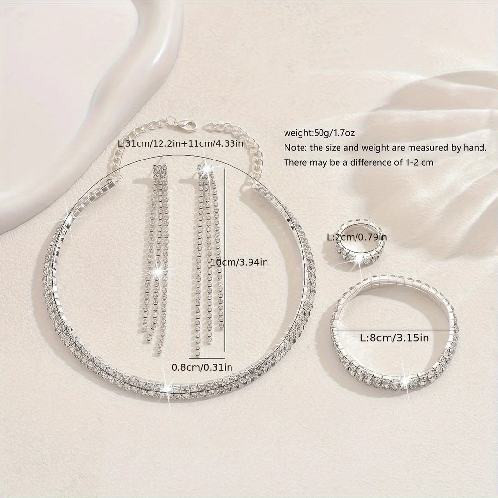 Luxurious Rhinestone Bridal Jewelry Set (5pcs)